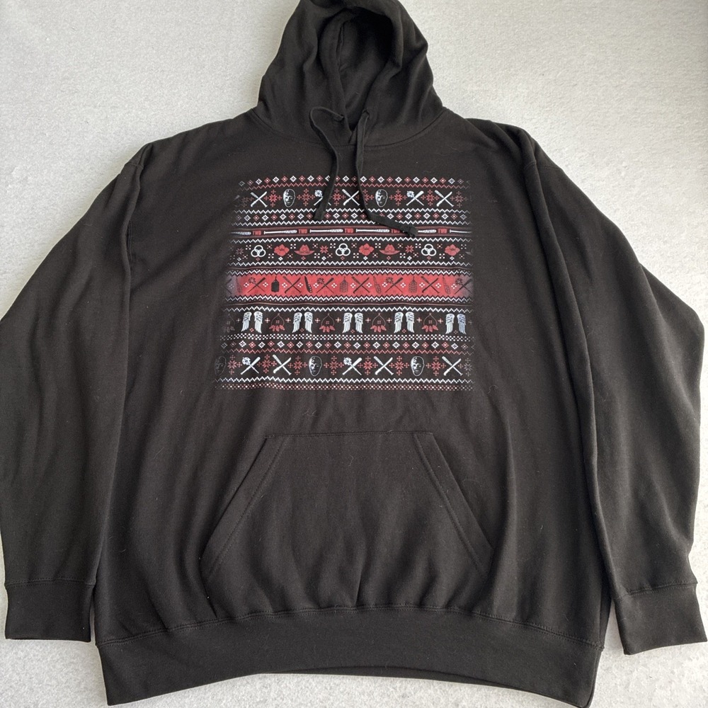 The Walking Dead AMC Mens Hoodie 2XL XXL Black Graphic Ugly Christmas Sweater